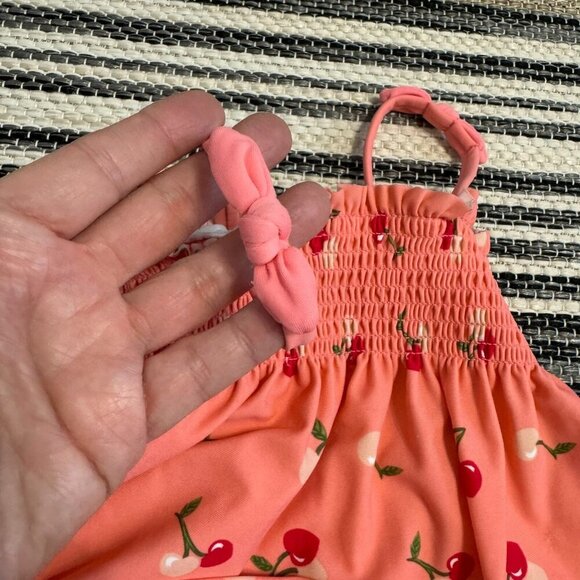Janie and Jack Baby Girl Cherry Print One Piece Swimsuit Orange Size 6-12M - Picture 5 of 8